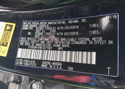 2019 Toyota Highlander Hybrid Limited z USA, uszkodzony, nr VIN 5TDDGRFH9KS071907